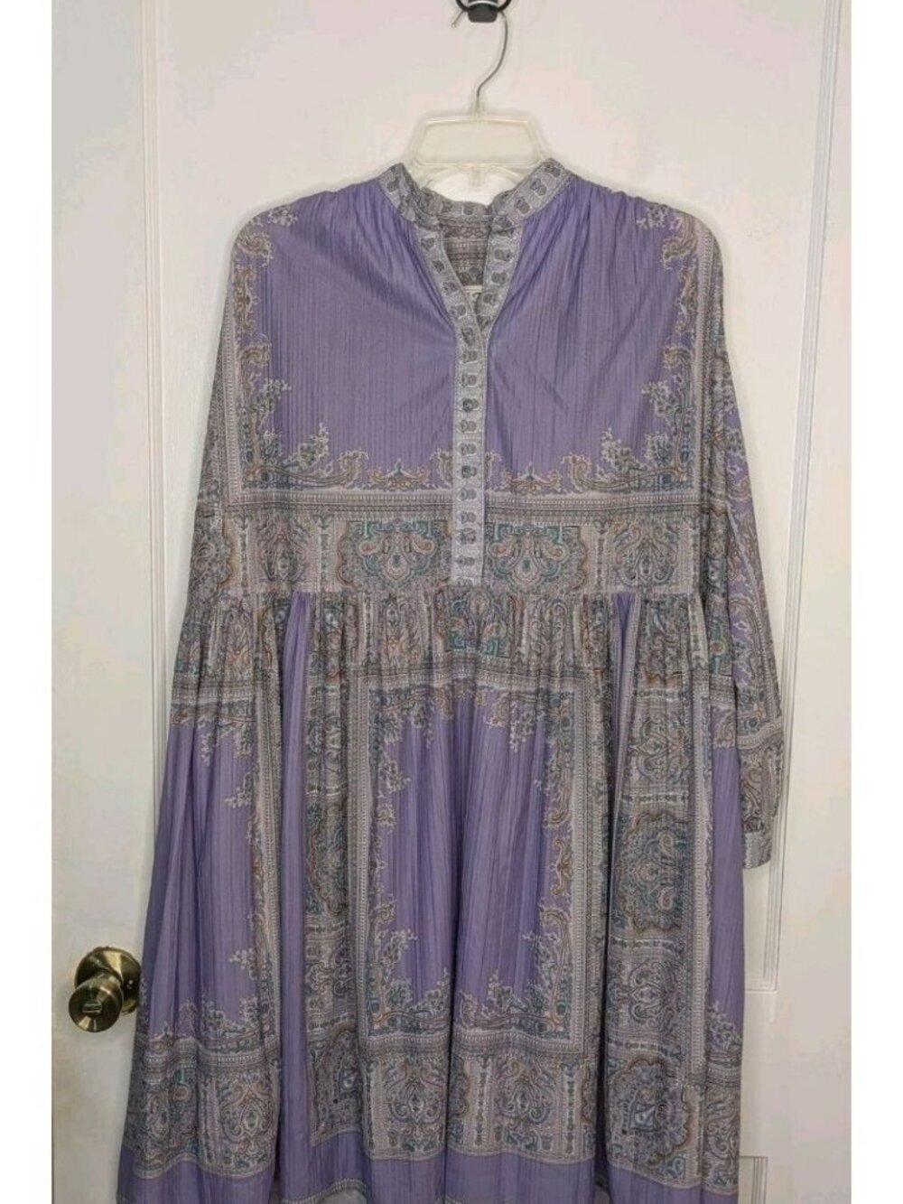 VTG 70s Hal Ferman Paisley Dress Size 10 Purple Cottagecore Boho Prairie Union